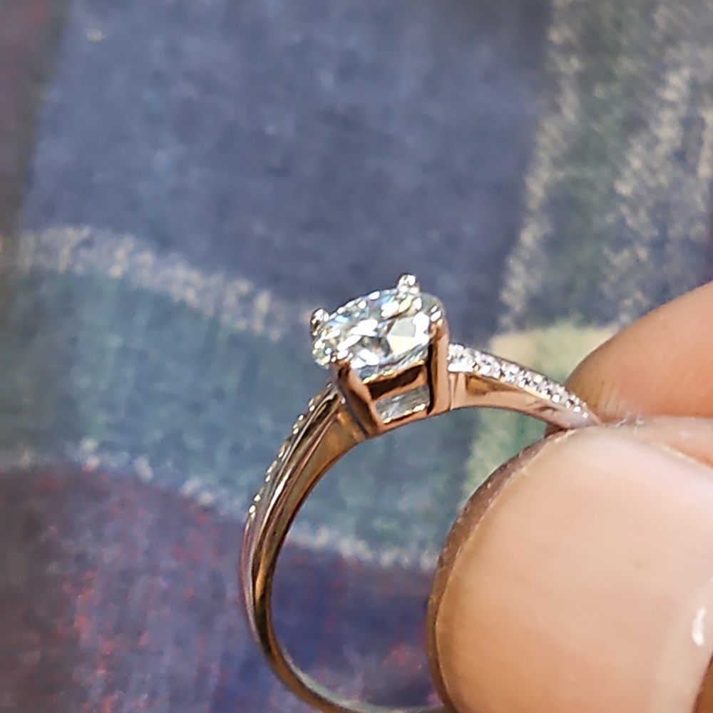 Silver Solitaire Ring With Channel Set Accents - image 7